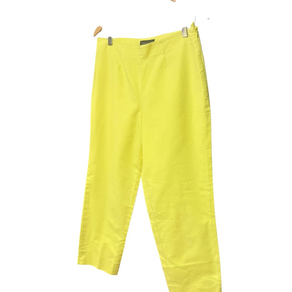 PIAZZA SEMPIONE Audrey Yellow Made in Italy Luxury Crop Pants sz M - Picture 4 of 8